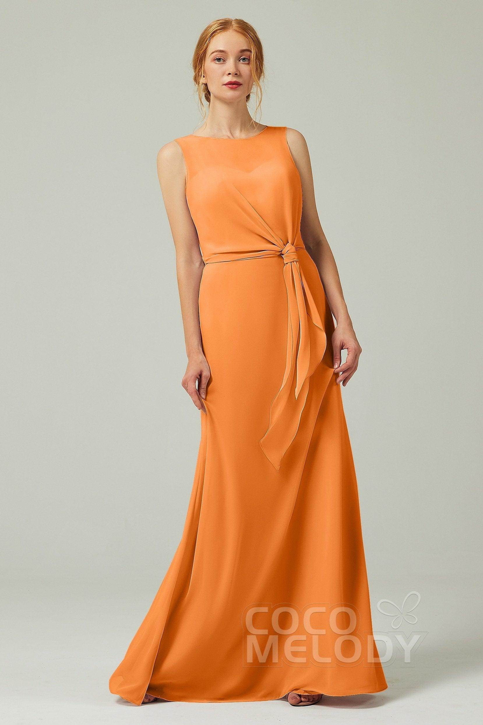 A-Line Floor Length Chiffon Bridesmaid Dress CB0317 - COCOMELODY